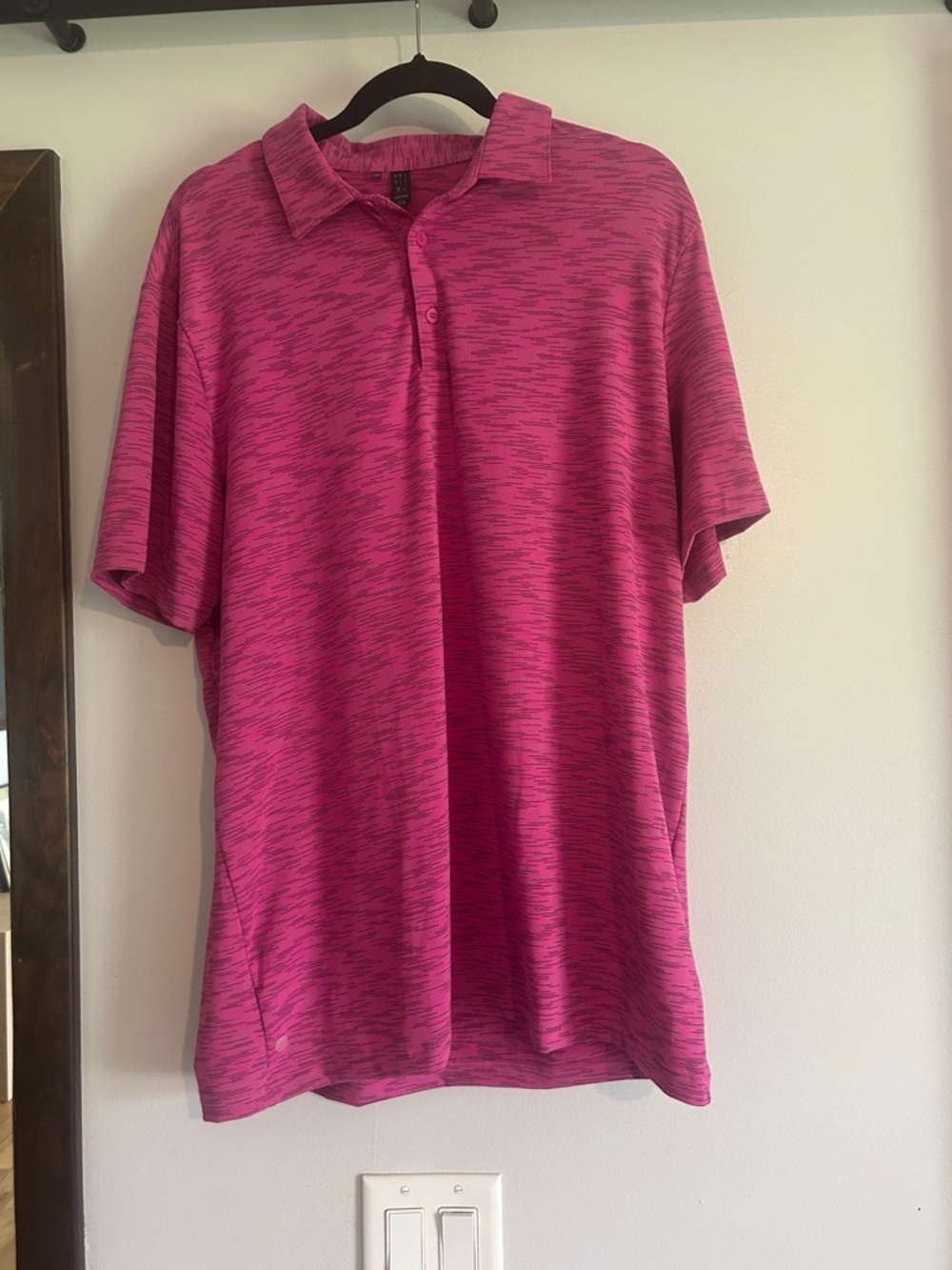Adidas Men's Pink Space-Dye Golf Polo